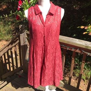 Altar’d State Rust Red Lace Over Cami Dress